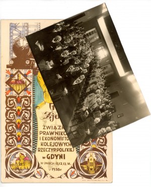 Gdynia, set of 2 pcs. Invitation and photograph - Convention of the Union of Railway Lawyers and Economists in Gdynia, 1938 (219)