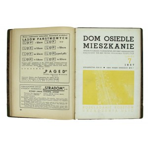 Dom Osiedle Mieszkanie, Organ Polskiego Towarzystwa Reformy Mieszkaniowej. Rocznik 1937 (453)