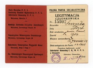 Polish Socialist Party membership card, 1937 (327)