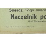 Niemieckie ogłoszenie - godziny pracy biura naczelnika powiatu, Sieradz, marzec 1915 (216)