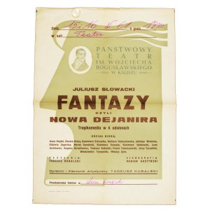 Afisz PRL - afisz Państwowego Teatru w Kaliszu Fantazy 1961r (521)