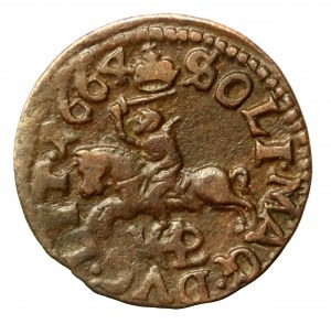 Jan II Kazimír, měděný šilink (boratin) 1664, Vilnius (547)