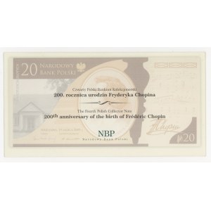 III RP, 200. výročí narození Frédérica Chopina, 20 PLN v pouzdře NBP (997)