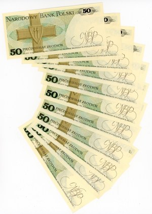 PRL, sada 50 zlatých z roku 1982, různé série. Celkem 11 ks. (617)