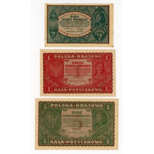 II RP, zestaw 1/2 - 5000 mkp 1919/1920. Razem 8 szt. (262)