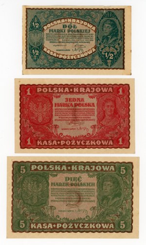 II RP, sada 1/2 - 5000 mkp 1919/1920. celkem 8 ks. (262)