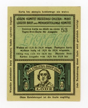 Lodž, potravinový lístek na chléb 1917 - 53 - jednorázový (412)