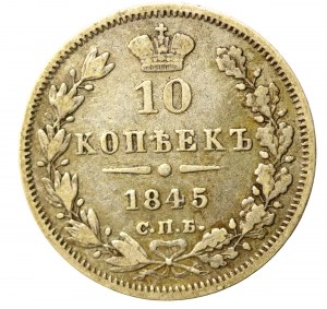 Rusko, Mikuláš I., 10 kopějek 1845 СПБ КБ (802)