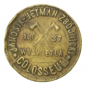 Varšava, kino Koloseum 1937, reklamní žeton na film Jánošík (812)