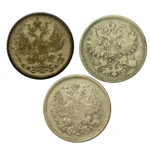 Rusko, Alexandr II, sada 20 kopějek 1863-1880. celkem 3 ks. (847)
