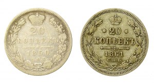 Rusko, sada 20 kopějek 1850 a 1861, celkem 2 ks. (849)