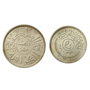 Irak, zestaw 20 i 50 filsów 1938-1959. Srebro. Razem 2 szt. (850)