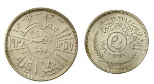 Irák, sada 20 a 50 filsů 1938-1959, stříbro. Celkem 2 ks. (850)