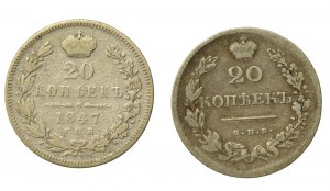 Rusko, Mikuláš I., sada 20 kopějek 1831-1847. celkem 2 ks. (852)