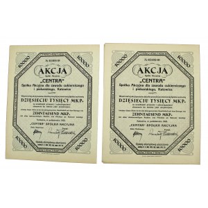 CENTRA Sp. Akc. dla Zawodu Cukierniczego i Piekarskiego, 10.000 mkp 1923. Zestaw 2 szt. (630)