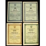 5% State Conversion Loan 1924 for 100-2000 zloty 1924. set of 4 pcs. (643)