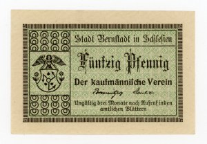 Bierutów / Bernstadt; Stadt; Der kaufmaennischer Verein; 50 fenigów b.d. - duży format (451)