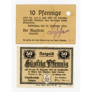 Reppen/Rzepin a Sulechów/Zuellichau - dvě obecní poukázky z let 1916 a 1920 (452)