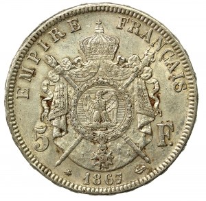 France, Napoleon III, 5 francs 1867, Paris (704)