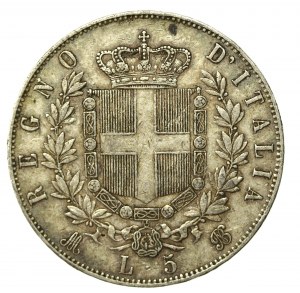 Italy, Victor Emmanuel II, 5 lire 1872, Milan (705)