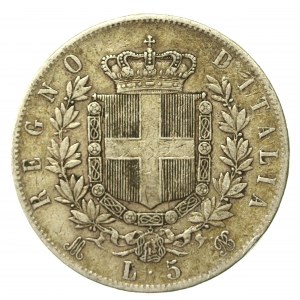Italy, Victor Emmanuel II, 5 lira 1874, Milano (706)