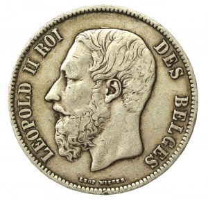 Belgium, Leopold II, 5 francs 1871 (709)