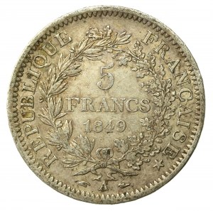 France, Second Republic, 5 francs 1849, Paris (710)