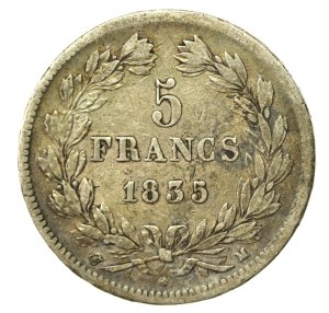 Francie, Ludvík Filip I., 5 franků 1835, Toulouse (714)