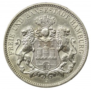 Německo, Hamburg, 3 Marks 1911 (727)