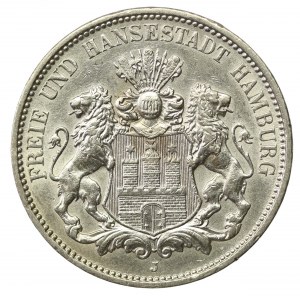 Německo, Hamburg, 3 Marks 1911 (727)
