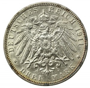 Německo, Hamburg, 3 Marks 1911 (727)