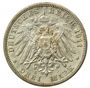 Germany, Baden, Friedrich II, 3 marks 1911 (729)
