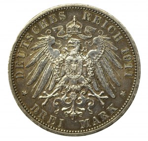 Germany, Prussia, Wilhelm II, 3 marks 1911 (731)