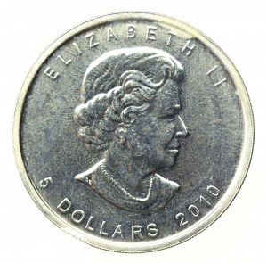 Canada, Elizabeth II, $5 2010 - Maple leaf, 1 oz Ag 999 (750)
