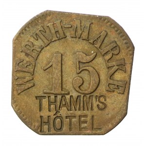 Jelenia Góra/Hirschberg; Thamm’s Hotel; Werth Marke 15 fenigów (960)