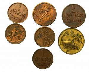 Free City of Danzig, set of 1-10 pfennigs 1923-1937. total 7 pcs. (287)
