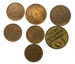 Free City of Danzig, set of 1-10 pfennigs 1923-1937. total 7 pcs. (287)