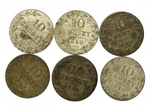 Ruské dělení, sada 10 grošů 1835-1840. celkem 6 ks. (291)