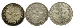 Russia, USSR, set of 50 kopecks 1921-1922. total 2 pieces and 1 forgery (497)