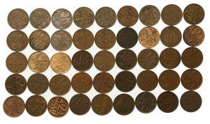 II RP, sada 2 haléřů 1925-1939. celkem 45 ks. (135)