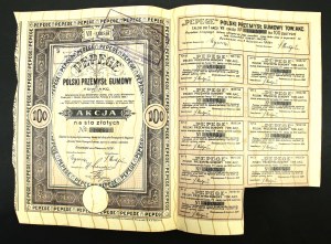 PEPEGE Polski Przemysł Gumowy Tow. Akc. Grudziądz - Em., VII - 100 zl. 1928 - NIENOTOWANA (164)