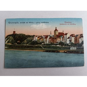 POSTCARD GRUDZIADZ VIEW FROM THE VISTULA RIVER WITH CASTLE HILL, GRAUDENZ