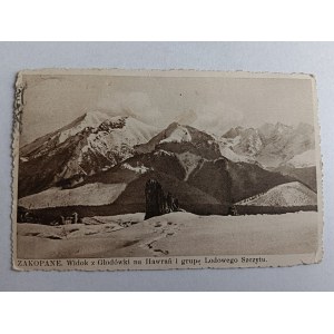 POSTCARD ZAKOPANE, TATRA, VIEW FROM GUBAŁÓWKA ON HAWRAŃ AND ICE SUMMIT GROUP, STAMP