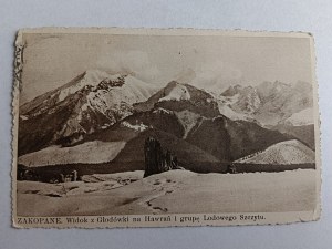 POSTCARD ZAKOPANE, TATRA, VIEW FROM GUBAŁÓWKA ON HAWRAŃ AND ICE SUMMIT GROUP, STAMP