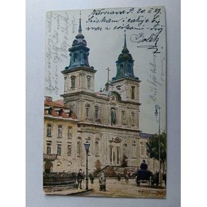 CARTOLINA DIPINTO POLACCO CIEŚLEWSKI, VARSAVIA, KOŚCIÓŁ ŚW KRZYŻA, ANTEGUERRA 1927
