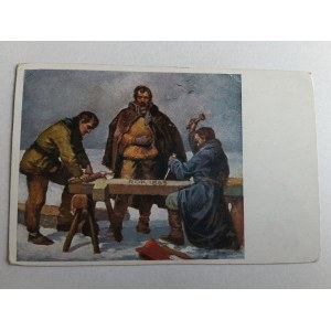 POCZTÓWKA MALARSTWO POLSKIE GROTTGER CIOSANIE KRZYŻA, PIECZĄTKA, PRZEDWOJENNA