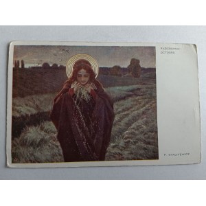 CARTE POSTALE POLONAISE PEINTURE STACHIEWICZ, OCTOBRE, TIMBRE BĄDKOWO KOŚCIELNE