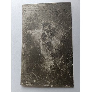 POSTCARD POLISH PAINTING MAKOWSKI, FAIRY TALE, STAMP, STAMP, PRE-WAR 1906
