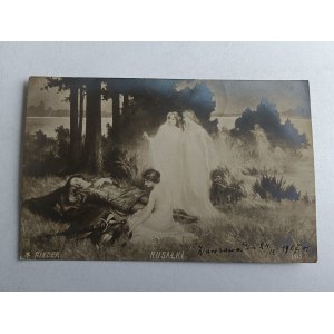 POCZTÓWKA MALARSTWO RIEDER, RUSAŁKI, WARSZAWA, 1907 R, ZNACZEK