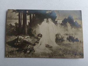 POSTCARD PAINTING RIEDER, RUSALKA, WARSAW, 1907, STAMP